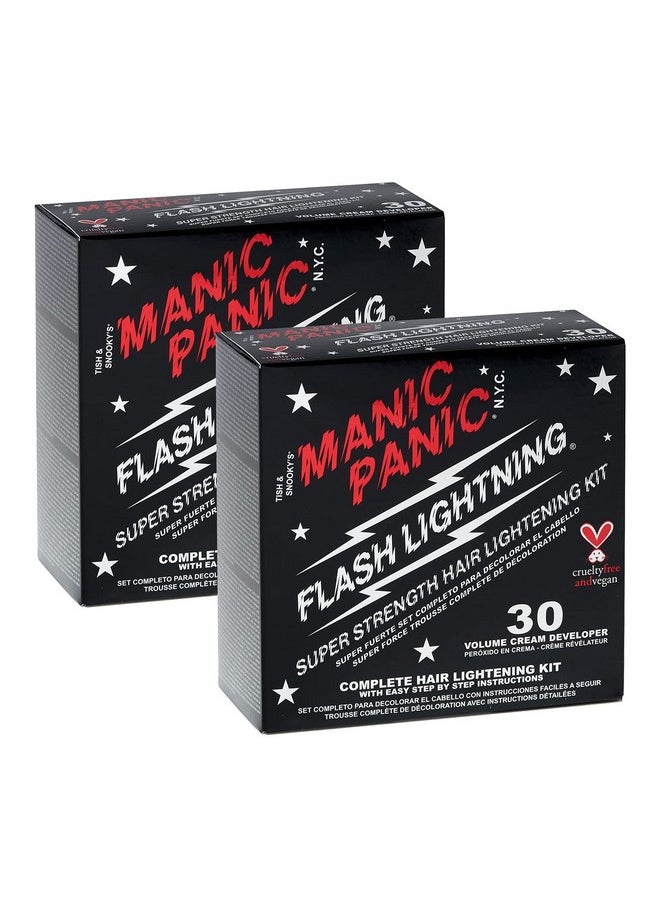 MANIC PANIC Flash Lightning Hair Bleach Kit - 30 Volume Developer + Bleach Powder Hair Lightener Lifting up to Five Levels - Vegan And Cruelty Free (2 pack)