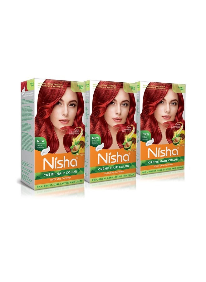 Nisha Creme Hair Color Flame Red (pack of 3)