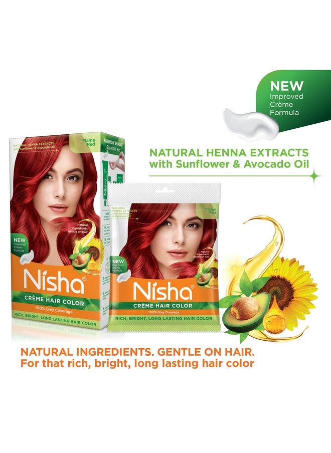 Nisha Creme Hair Color Flame Red (pack of 3)