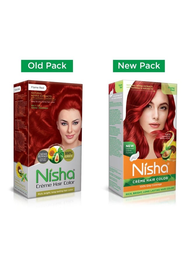 Nisha Creme Hair Color Flame Red (pack of 3)