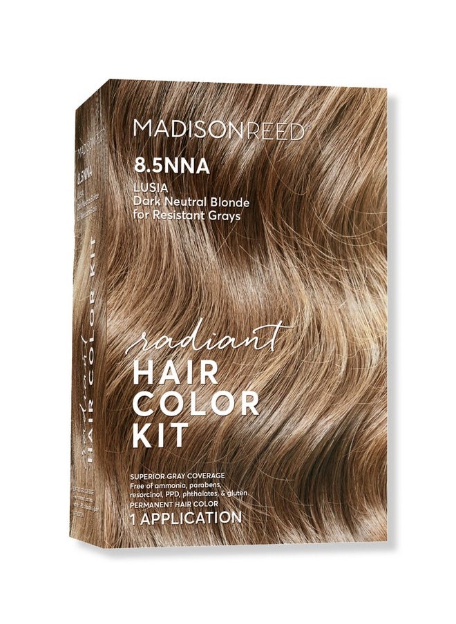 Madison Reed Radiant Hair Color Kit, Dark Neutral Blonde for 100% Gray Coverage of Resistant Gray Hair, Ammonia-Free, 8.5NNA Lusia Dark Blonde, Permanent Hair Dye, Pack of 1