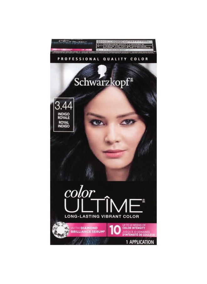 Schwarzkopf Color Ultime Hair Color, 3.44 Indigo Royale, 1 Application - Permanent Indigo Hair Dye for Vivid Color Intensity and Fade-Resistant Shine up to 10 Weeks