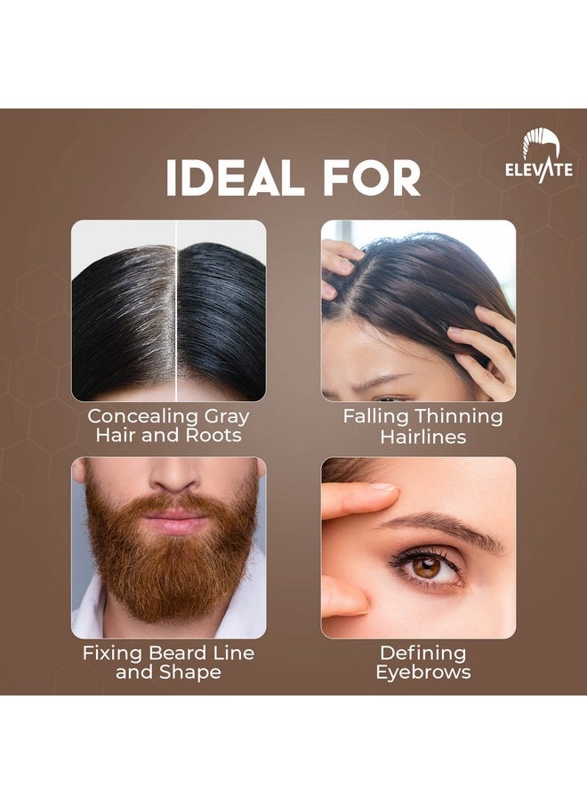 ELEVATE Hair Line Powder Instantly Conceal Hair Loss for Thinning Areas - Shadow Makeup - Root Cover Touch Up with Puff Touch - Instant Gray Coverage for Men and Women (Medium Brown)