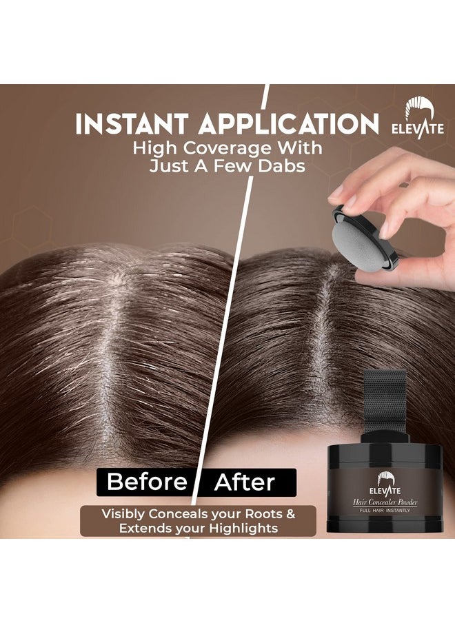 ELEVATE Hair Line Powder Instantly Conceal Hair Loss for Thinning Areas - Shadow Makeup - Root Cover Touch Up with Puff Touch - Instant Gray Coverage for Men and Women (Medium Brown)