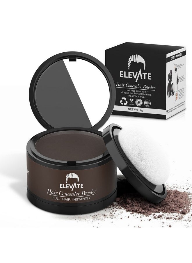 ELEVATE Hair Line Powder Instantly Conceal Hair Loss for Thinning Areas - Shadow Makeup - Root Cover Touch Up with Puff Touch - Instant Gray Coverage for Men and Women (Medium Brown)