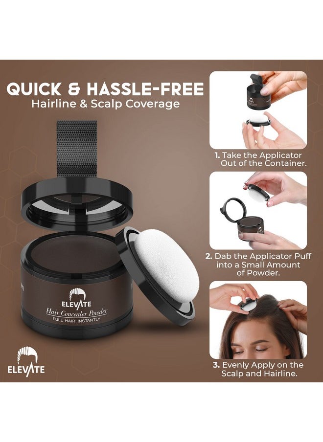 ELEVATE Hair Line Powder Instantly Conceal Hair Loss for Thinning Areas - Shadow Makeup - Root Cover Touch Up with Puff Touch - Instant Gray Coverage for Men and Women (Medium Brown)