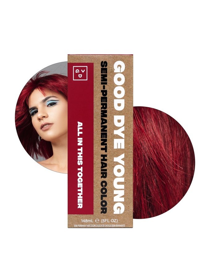 Good Dye Young Semi-Permanent Hair Color, Vegan and Cruelty-Free Red Hair Dye, Last up to 24 Washes, Non-Damaging Conditioning Hair Color (5FL OZ, All in This Together)