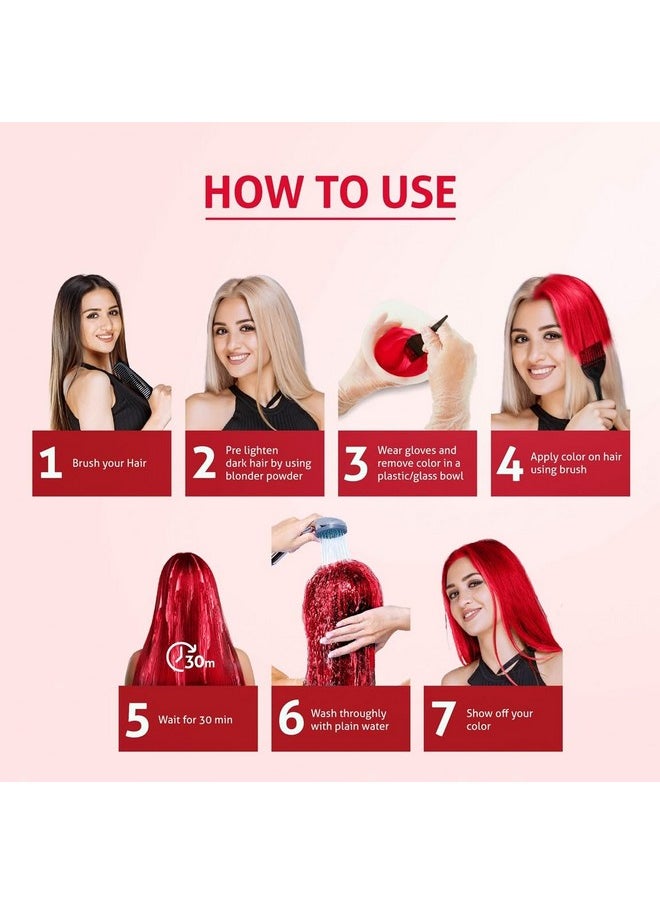 Nisha Cosglam Vegan And Cruelty Free Semi Permanent Hair Color, Bright Red Hair Dye With Infused Conditioner | No Ammonia, Hair Highlights For Long Hair -120g / 4.06 Fl Oz (#23 Valentine Red)