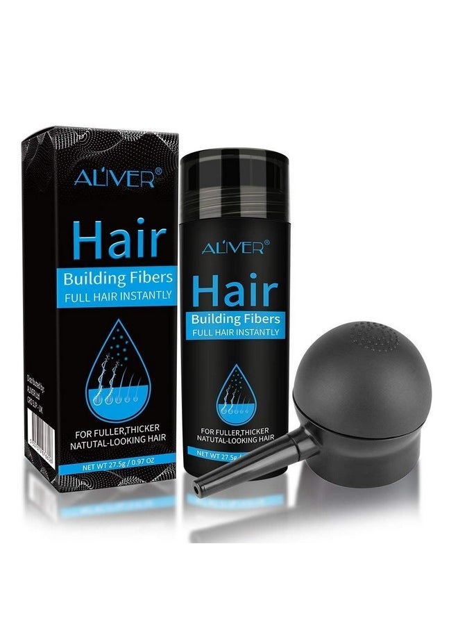 Hair Fibers for Thinning Hair With Spray,Undetectable Natural Formula,Thicker Fuller Hair in 15 Seconds,Instantly Conceal & Thicken Thinning or Balding Hair Areas,For Men&Women，Black
