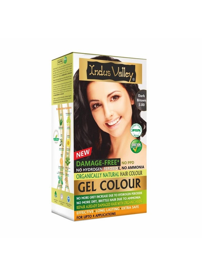 Indus Valley Natural Organic Damage Free Gel Hair Color | Ammonia Free, Vegan & Cruelty Free | Up to 100% Gray Coverage, Long Lasting Results |Dark Brown 3.0 (20gram+200ml)