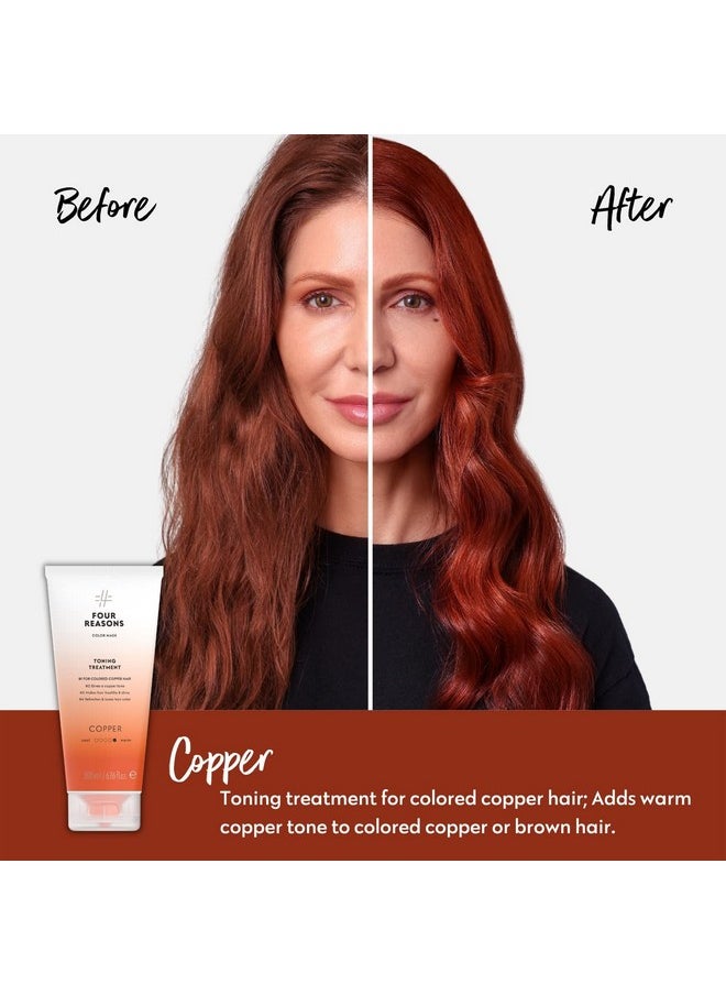 Four Reasons Color Mask - Copper - (27 Colors) Toning Treatment, Color Depositing Conditioner, Tone & Enhance Color-Treated Hair - Semi Permanent Hair Dye, Vegan and Cruelty-Free, 6.76 fl oz