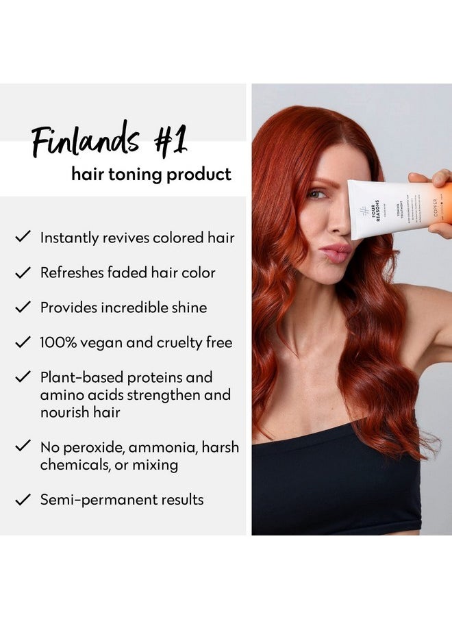 Four Reasons Color Mask - Copper - (27 Colors) Toning Treatment, Color Depositing Conditioner, Tone & Enhance Color-Treated Hair - Semi Permanent Hair Dye, Vegan and Cruelty-Free, 6.76 fl oz