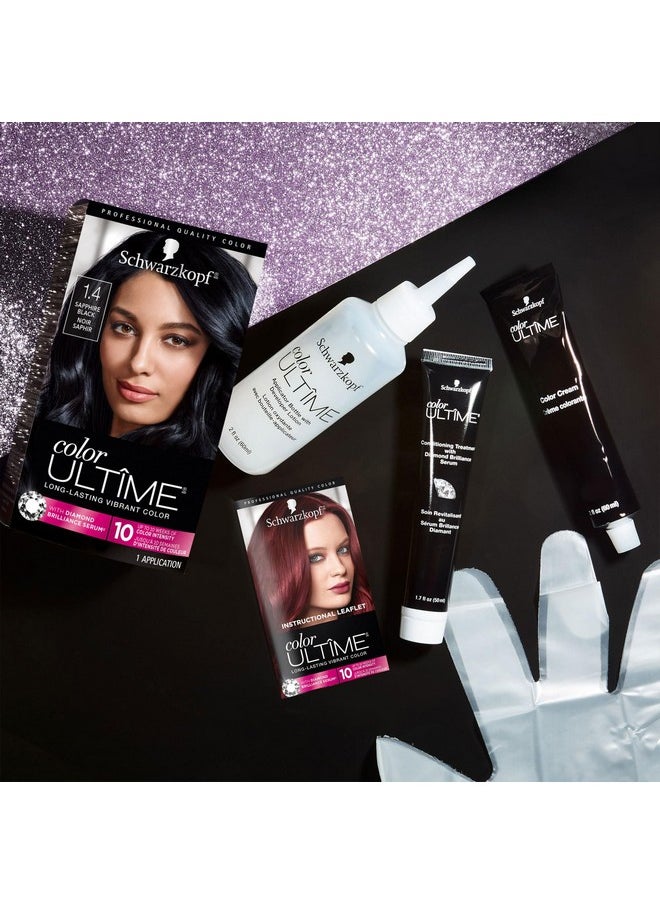 Schwarzkopf Color Ultime Hair Color, 1.4 Sapphire Black, 1 Application - Permanent Black Hair Dye for Vivid Color Intensity and Fade-Resistant Shine up to 10 Weeks
