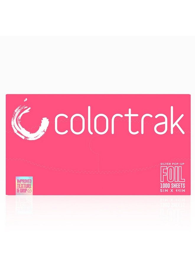 Colortrak Embossed Sheets Silver Aluminum Foil Pop-up Dispenser, 1000 Pre-cut Sheets Non-slip Textured Silver 5 x 11 Sheets for Hair Foil Coloring and Highlighting Sheet Applications