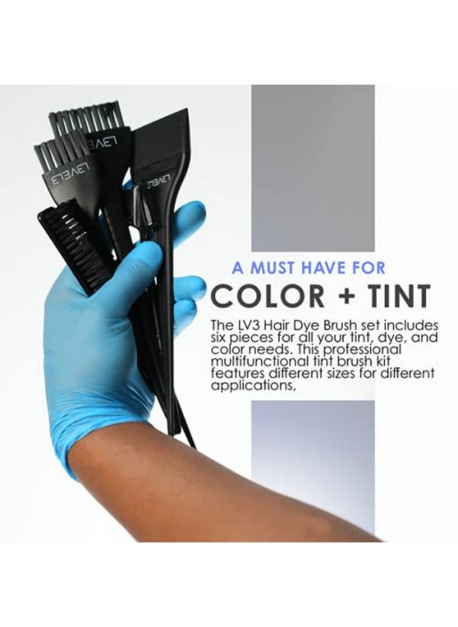 L3 - Tint Brush Set - Professional and Elegant Design - Use for Dye, Tint, and Color Needs - Comfortable and Polished Handle - Level Three Hair Color Brush - 6pc