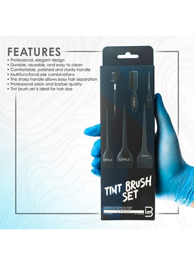 L3 - Tint Brush Set - Professional and Elegant Design - Use for Dye, Tint, and Color Needs - Comfortable and Polished Handle - Level Three Hair Color Brush - 6pc
