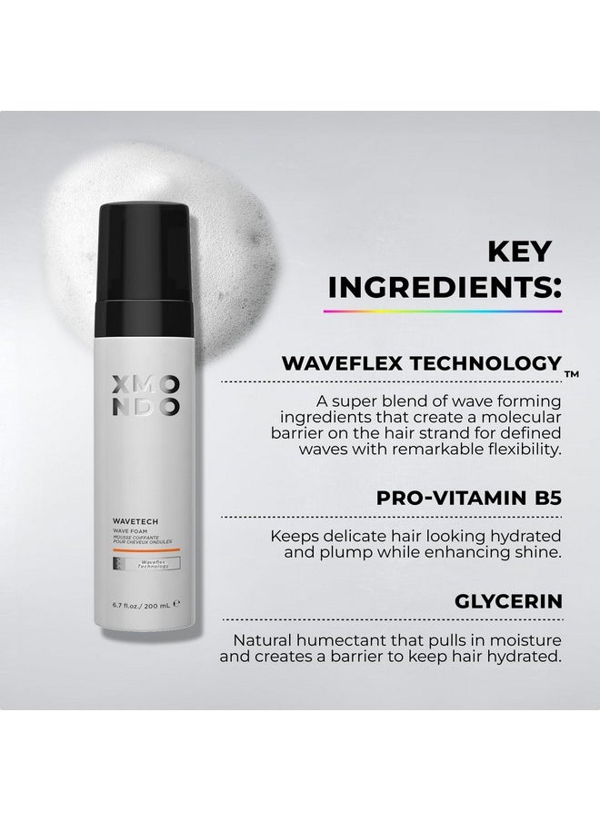 XMONDO Hair Wavetech Wave Foam - Vegan Formula with Pro-Vitamin B5 and Anti-Frizz Nutrients to Fight Static, Control Frizz, and Enhance Your Wavy Hair, 6.7 Fl Oz 1-Pack
