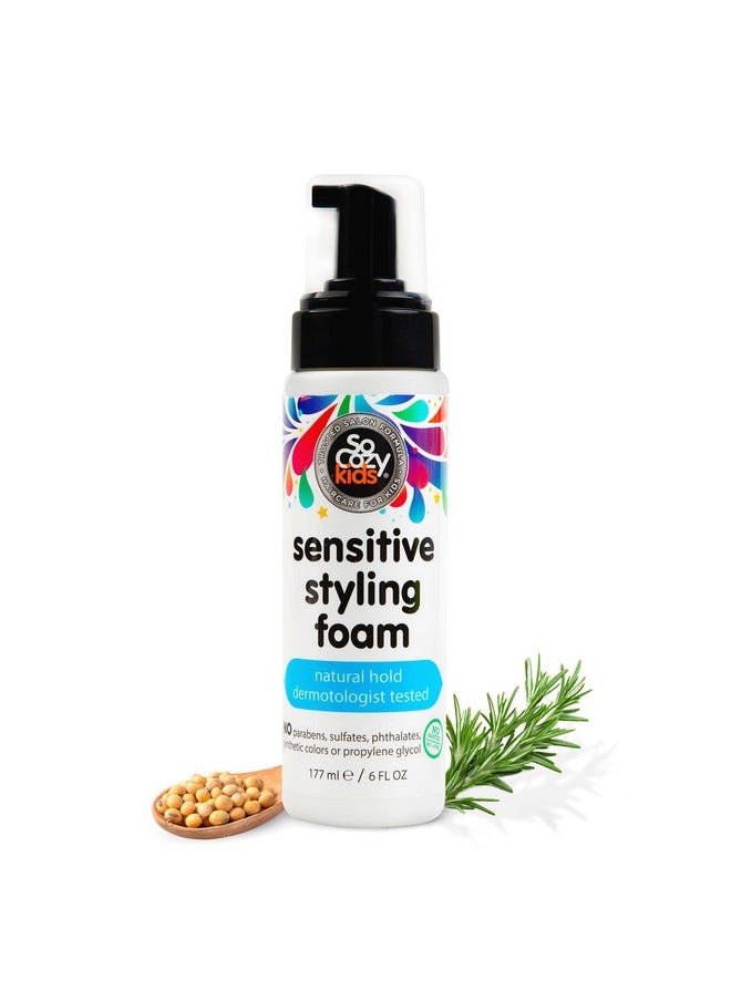 So Cozy Kids Sensitive Styling Foam - Sensitive Foam For Kids w/Straight or Curly Hair - Gentle Natural Hold Styler, Rosemary (6 fl oz)