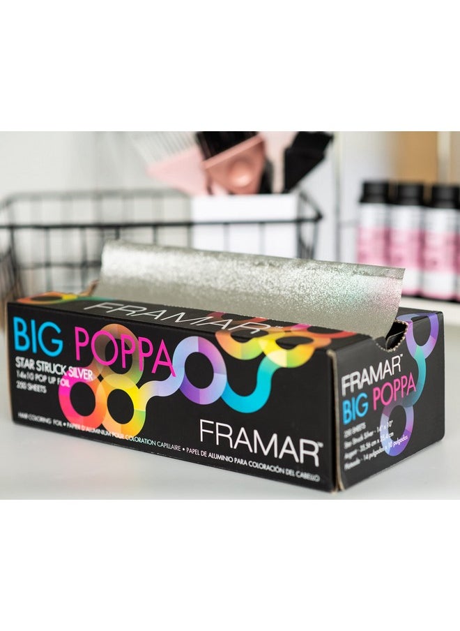 Framar Big Poppa Star Struck Silver Pop Up Hair Foil, Aluminum Foil Sheets, Hair Foils For Highlighting - 250 Foil Sheets - 10x14 inches
