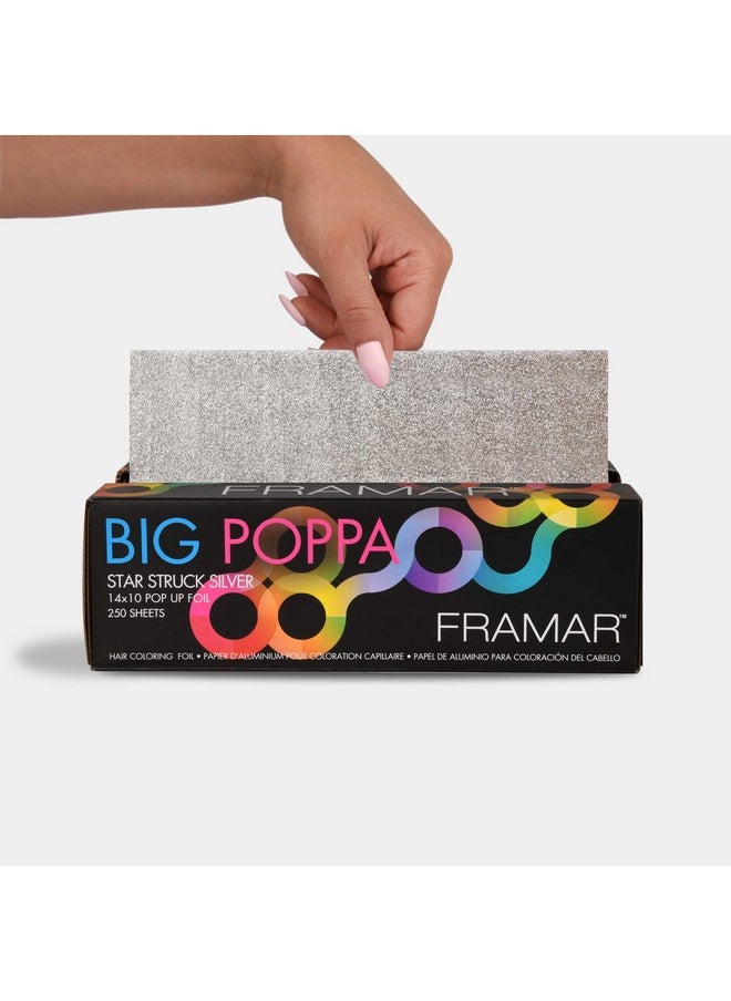 Framar Big Poppa Star Struck Silver Pop Up Hair Foil, Aluminum Foil Sheets, Hair Foils For Highlighting - 250 Foil Sheets - 10x14 inches