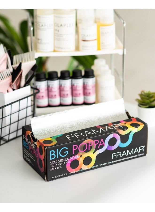 Framar Big Poppa Star Struck Silver Pop Up Hair Foil, Aluminum Foil Sheets, Hair Foils For Highlighting - 250 Foil Sheets - 10x14 inches
