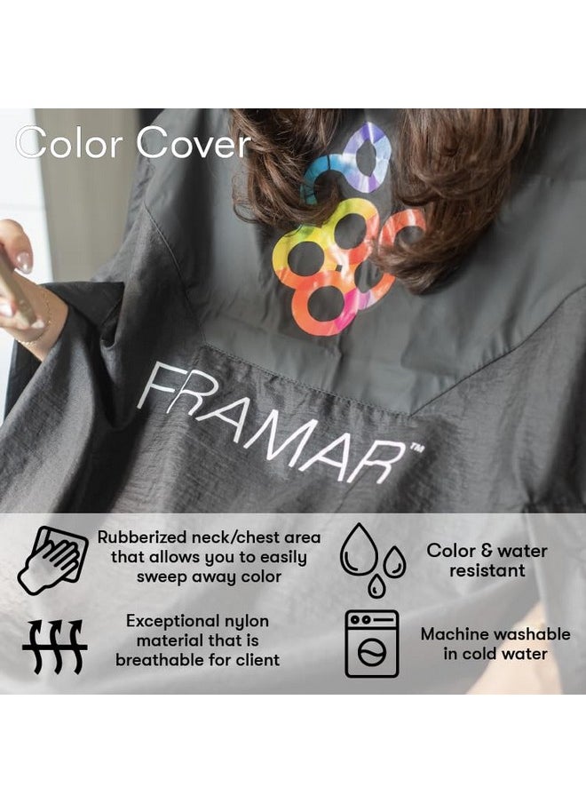 FRAMAR Color Cover Salon Cape - Hair Cape with Snap Closure and Rubberized Chest, Cosmetology Supplies and Hair Cutting Cape