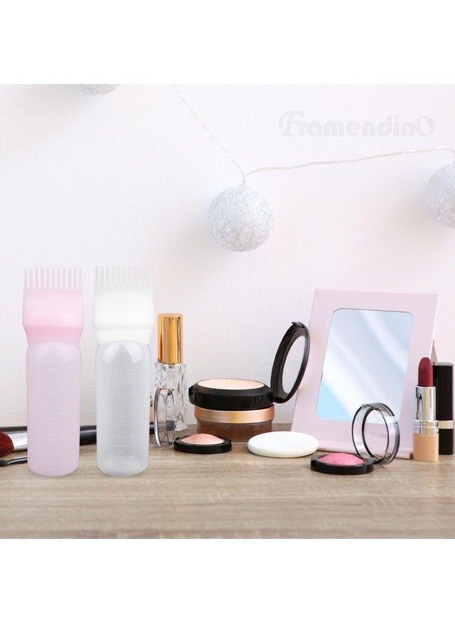Framendino, 2 Pack Root Comb Applicator Bottle Squeeze Hair Dye Bottles with Scalp Pink White