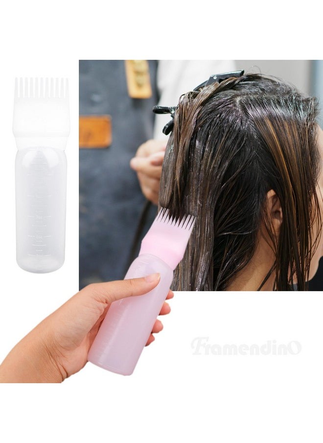 Framendino, 2 Pack Root Comb Applicator Bottle Squeeze Hair Dye Bottles with Scalp Pink White