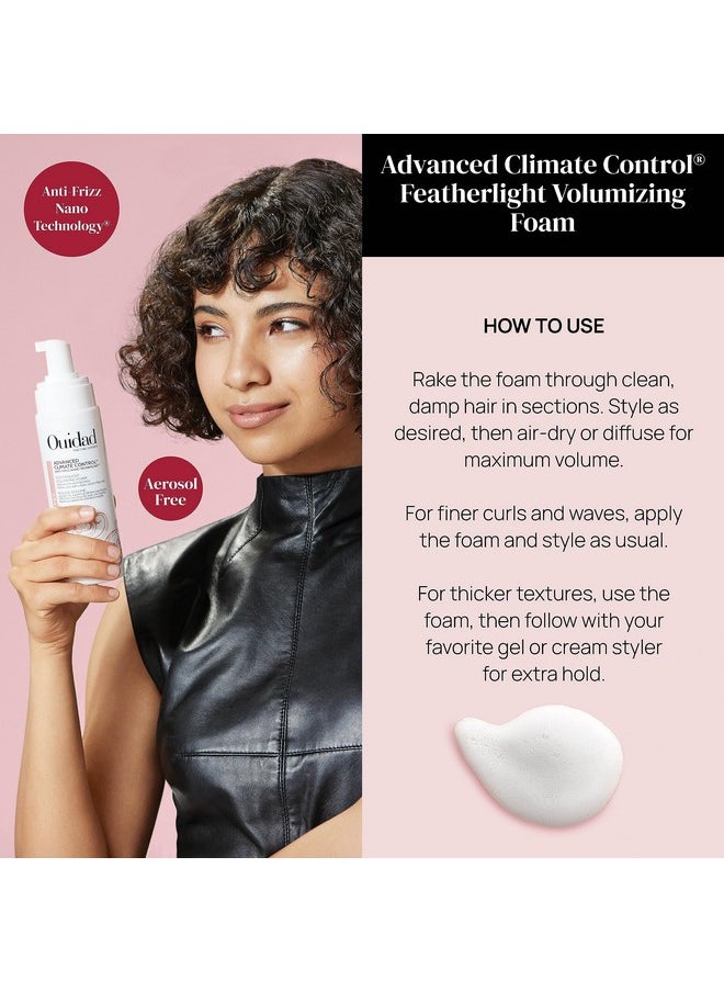Ouidad Advanced Climate Control Volumizing Foam - 7 fl oz, Lightweight Hair Styling Foam, Anti-Frizz Nano Technology, Adds Volume, Fights Frizz & Defines Curls, Crunch-free Hold, For All Curl Types