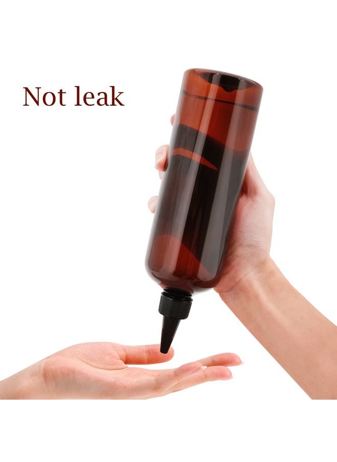 Cosywell Applicator Bottle for Hair Squeeze Bottle 2 Pack 16 Ounce Oil Bottles for Hair Dye Bottle with Cap PET Plastic Refillable Bottles Brown