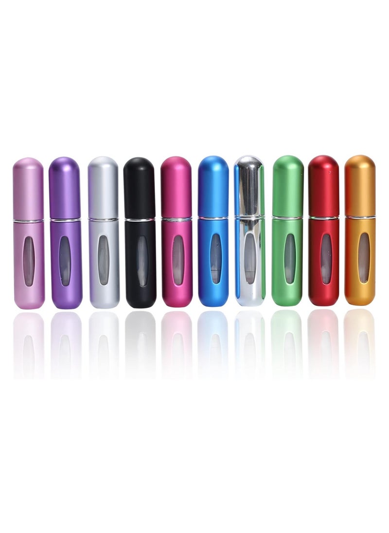 Perfume Spray Bottle Set of 10, Portable Mini Refillable Perfume Atomizer Bottle For Travel Spray Scent Pump Case ,Travel Friendly, 5ml (Multicolor)