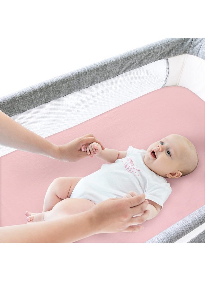 Bassinet Sheets Fit for AirClub, AMKE 3 in 1 Bassinet, Newton, Larex and Bellababy Bassinet Bedside Sleeper, 100% Cotton, 2 Pack, Ultra Soft Bassinet Sheet, Pink and Violet