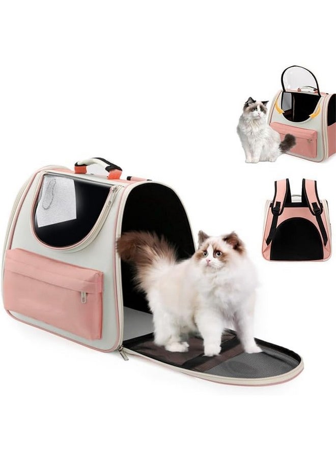 Cat Carrier Bag, Dog Travel Carriers, Airline Approved Soft-Sided Pet Carrier For Small Medium Cats And Small Dogs, Portable Carrier With Open Doors And Mesh Windows, Grey, Collapsible (Pink)