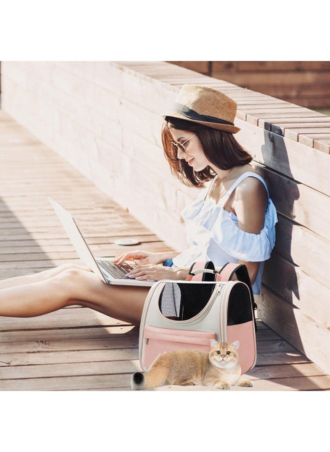 Cat Carrier Bag, Dog Travel Carriers, Airline Approved Soft-Sided Pet Carrier For Small Medium Cats And Small Dogs, Portable Carrier With Open Doors And Mesh Windows, Grey, Collapsible (Pink)
