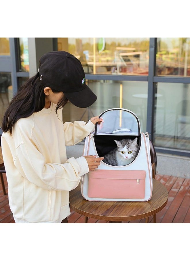 Cat Carrier Bag, Dog Travel Carriers, Airline Approved Soft-Sided Pet Carrier For Small Medium Cats And Small Dogs, Portable Carrier With Open Doors And Mesh Windows, Grey, Collapsible (Pink)
