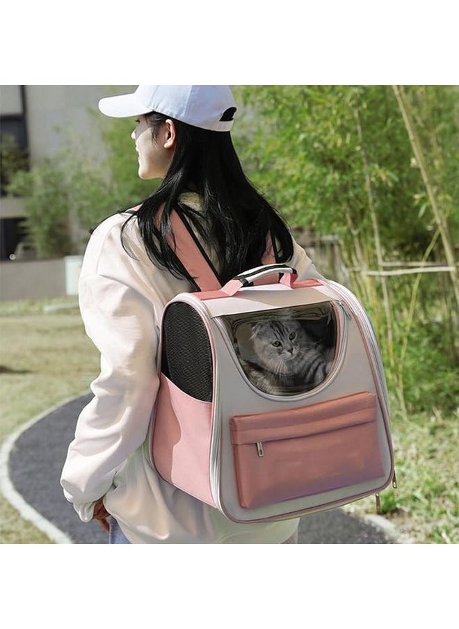 Cat Carrier Bag, Dog Travel Carriers, Airline Approved Soft-Sided Pet Carrier For Small Medium Cats And Small Dogs, Portable Carrier With Open Doors And Mesh Windows, Grey, Collapsible (Pink)