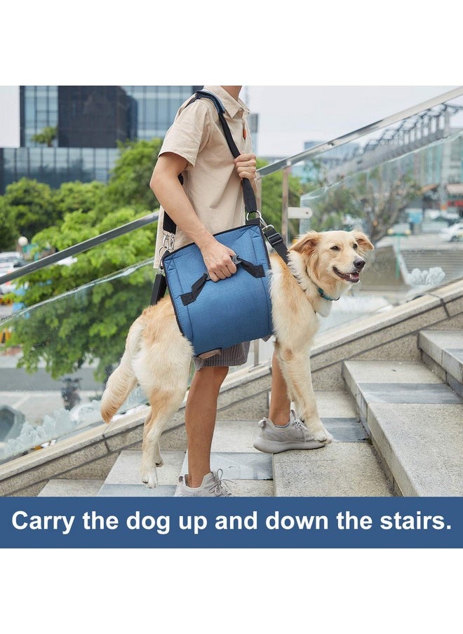 COODEO Dog Carry Sling, Emergency Backpack Pet Legs Support & Rehabilitation Dog Lift Harness for Nail Trimming, Dog Carrier for Senior Dogs Joint Injuries, Arthritis, Up and Down Stairs (M, Blue)