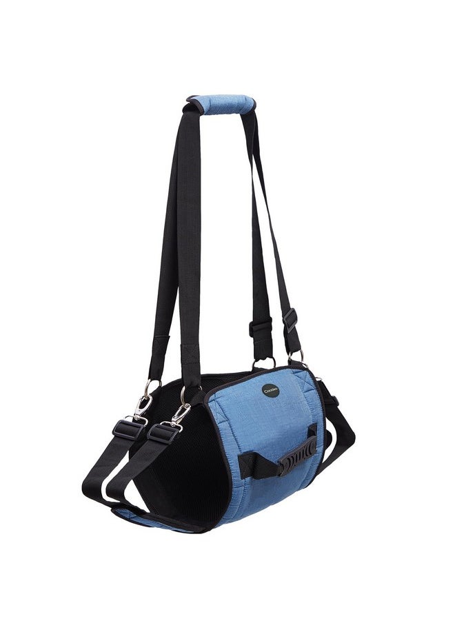 COODEO Dog Carry Sling, Emergency Backpack Pet Legs Support & Rehabilitation Dog Lift Harness for Nail Trimming, Dog Carrier for Senior Dogs Joint Injuries, Arthritis, Up and Down Stairs (M, Blue)