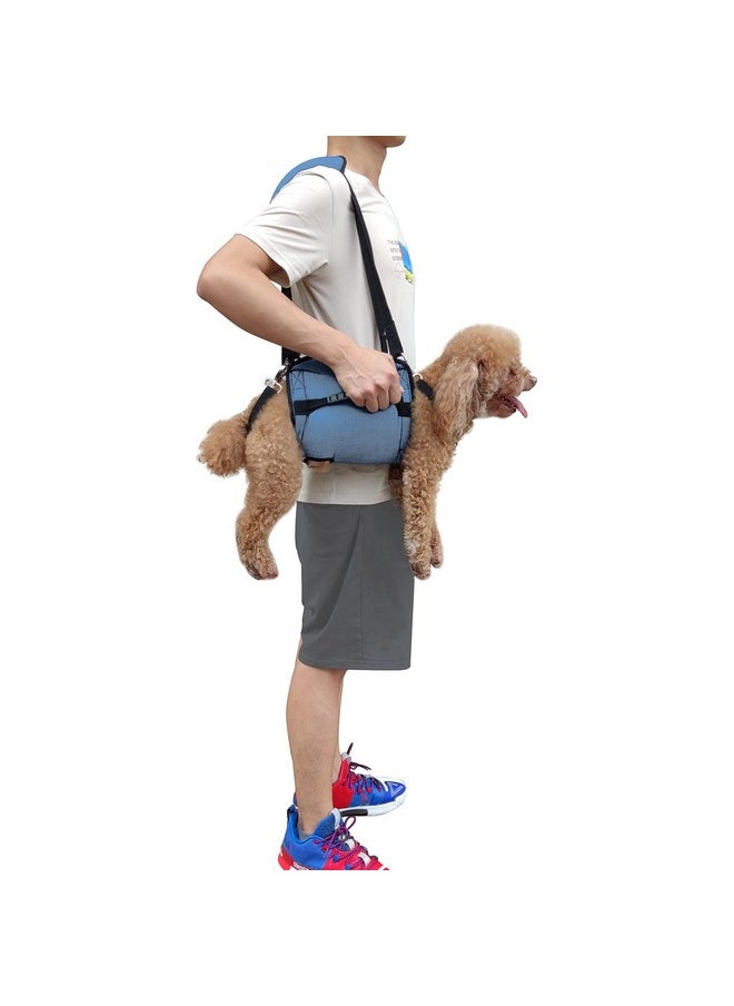 COODEO Dog Carry Sling, Emergency Backpack Pet Legs Support & Rehabilitation Dog Lift Harness for Nail Trimming, Dog Carrier for Senior Dogs Joint Injuries, Arthritis, Up and Down Stairs (M, Blue)