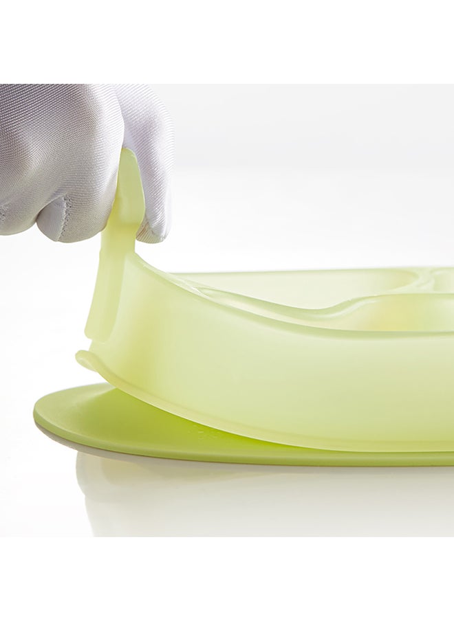Silicone Suction Plate With Straw - Sea Mist Blue