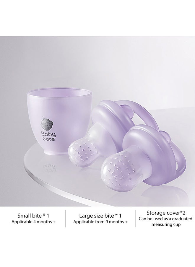 Babycare - Bite Feeder 2 Pcs, Vika Purple, BPA-Free, Soft Silicone, Safe for Infants, Teething Relief, Non-Toxic, Easy Grip, Portable Baby Feeder, Leak-Proof, Ideal for Fruit and Food