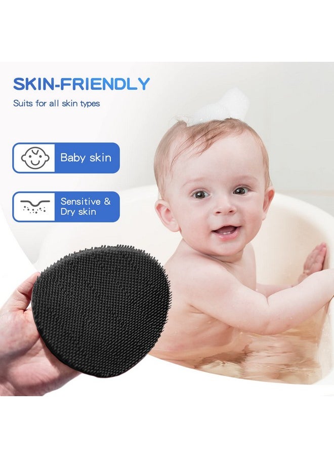 Manmihealth Soft Silicone Shower Brush, Super-Lathering and Deep-Cleaning Body & Face Scrubber, Gentle Exfoliating Bath Glove for All Skin Types(Black+Gray)