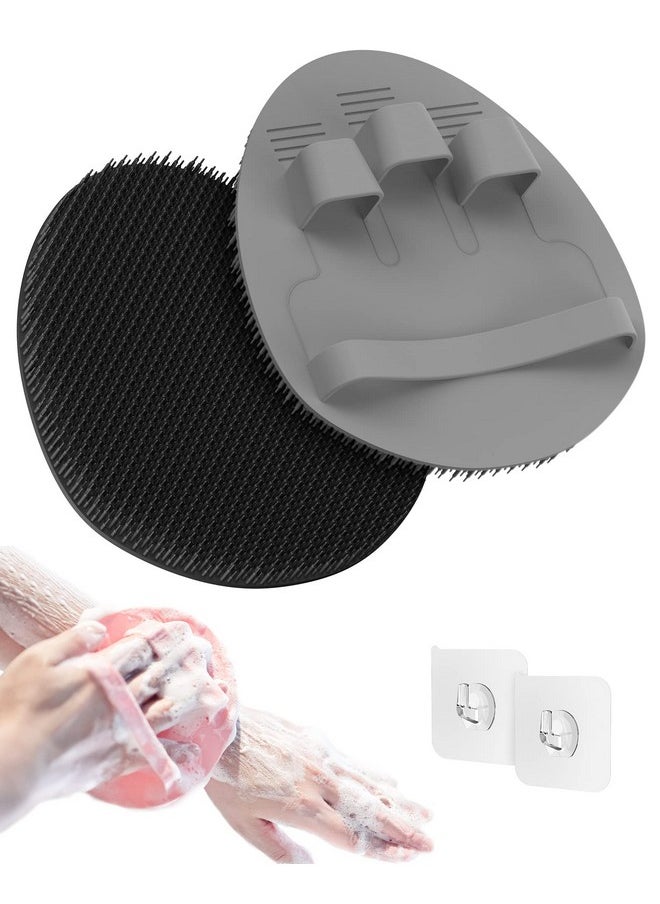 Manmihealth Soft Silicone Shower Brush, Super-Lathering and Deep-Cleaning Body & Face Scrubber, Gentle Exfoliating Bath Glove for All Skin Types(Black+Gray)