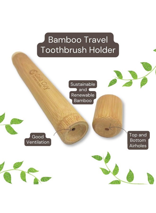 Gaia Guy Bamboo Toothbrush Travel Case 2 Pack - Portable Bamboo Toothbrush Holder Great For Plastic-Free Travel, Camping and Zero Waste Living