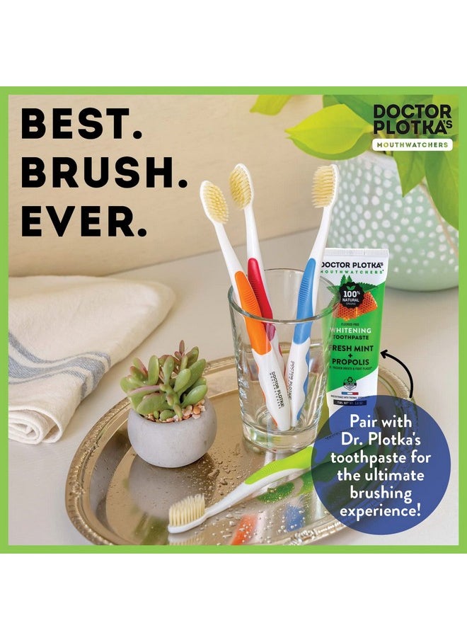 MOUTHWATCHERS Dr Plotkas Extra Soft Flossing Toothbrush Manual Soft Toothbrush for Adults | Ultra Clean Toothbrush | Good for Sensitive Teeth and Gums | Blue, 2 Count