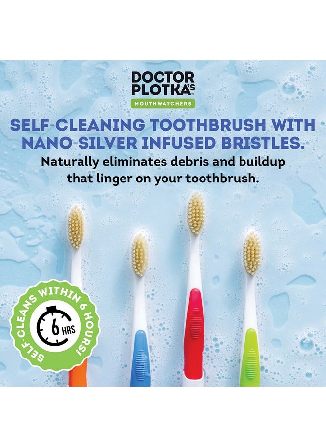 MOUTHWATCHERS Dr Plotkas Extra Soft Flossing Toothbrush Manual Soft Toothbrush for Adults | Ultra Clean Toothbrush | Good for Sensitive Teeth and Gums | Blue, 2 Count