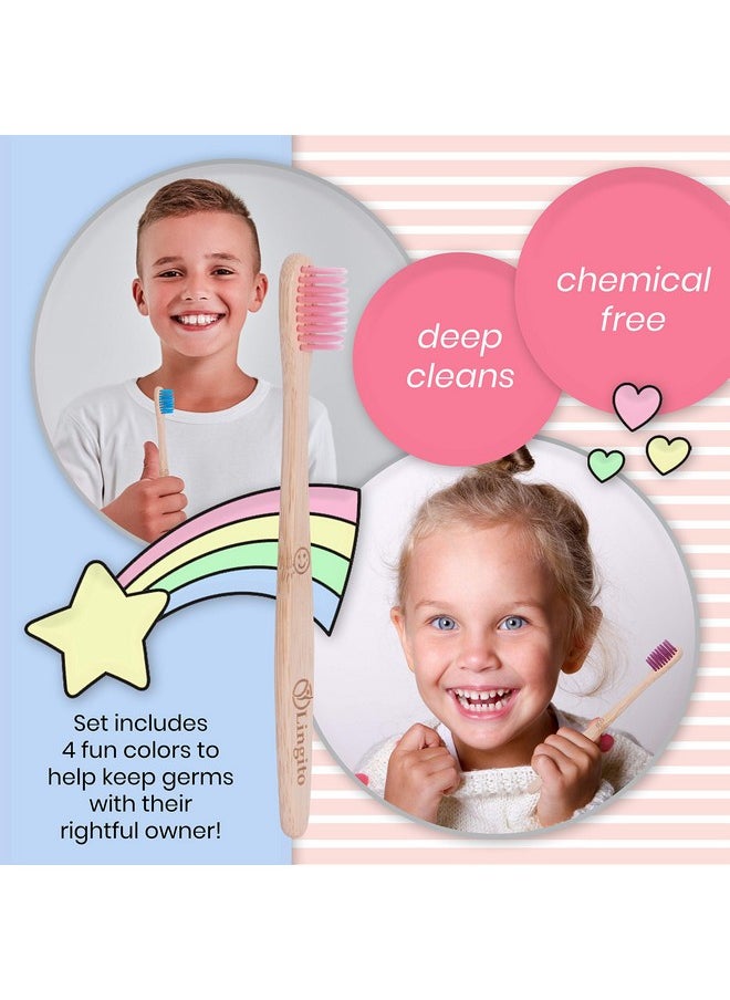 Lingito Natural Bamboo Toothbrushes, BPA Free Soft Bristles, Nature-Friendly, Natural, Organic & Vegan Toothbrush Pack, Individually Packaged (Natural Child Bamboo Toothbrushes)