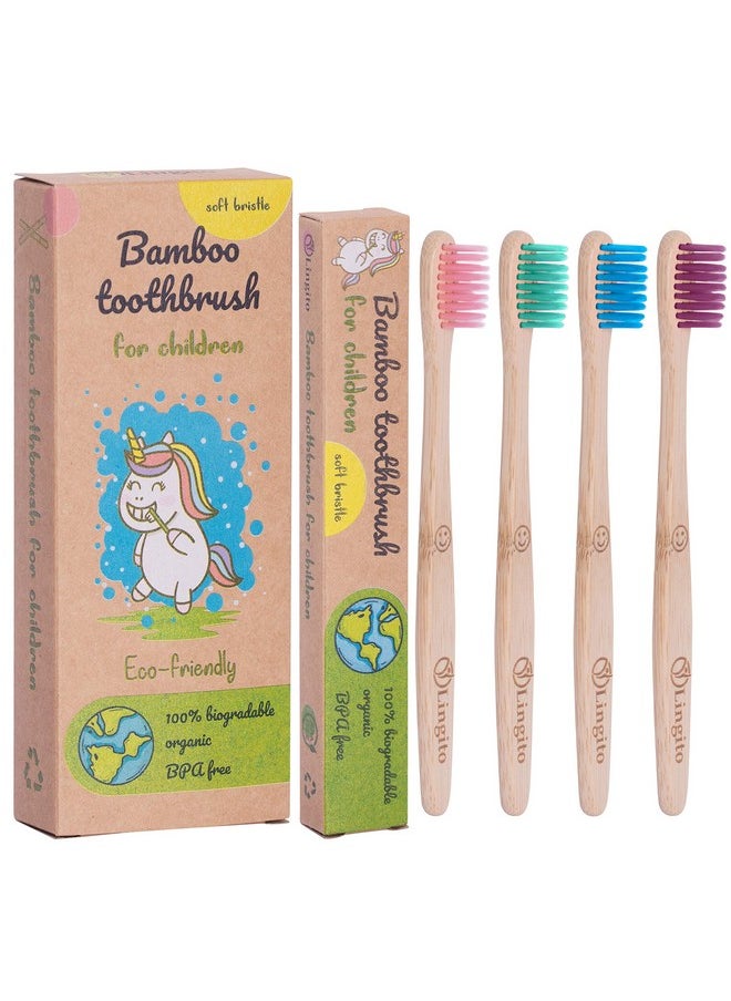 Lingito Natural Bamboo Toothbrushes, BPA Free Soft Bristles, Nature-Friendly, Natural, Organic & Vegan Toothbrush Pack, Individually Packaged (Natural Child Bamboo Toothbrushes)