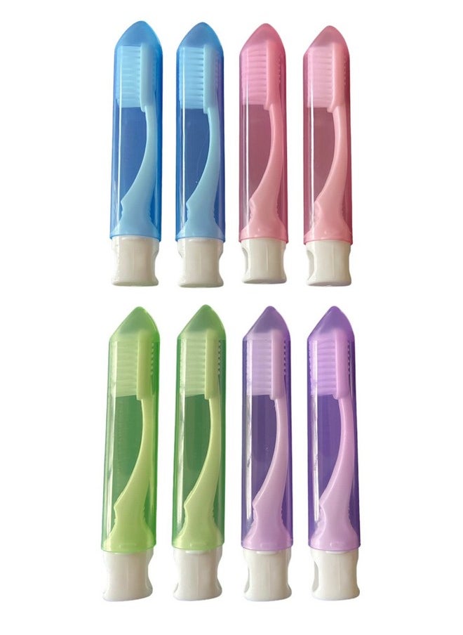 Ora-Zen 24 Packs Colourful Folding Toothbrush Bulk Portable Folding Travel Toothbrush with Containers for Travel Camping Business Trip