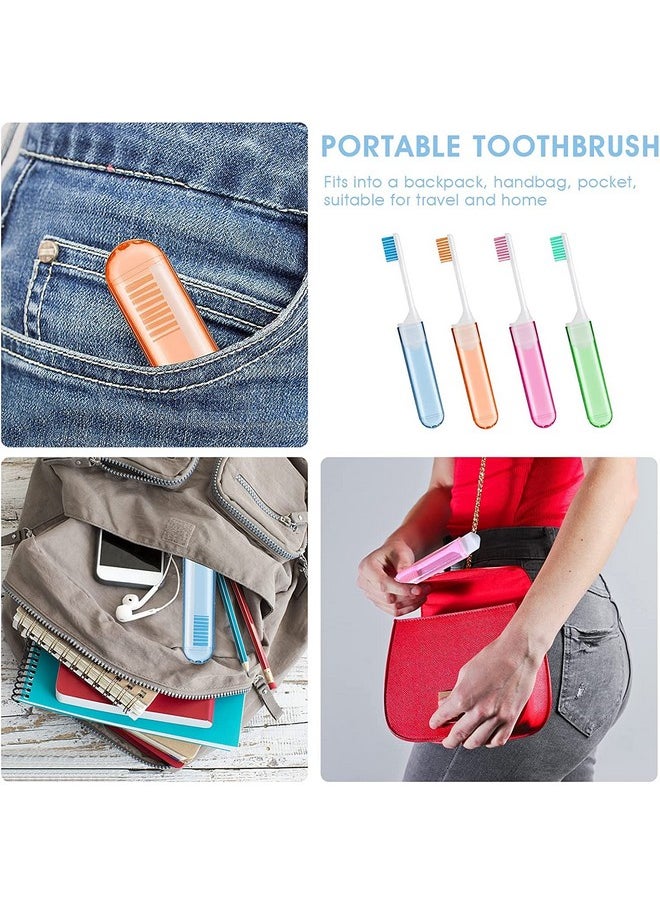 Ora-Zen 24 Packs Colourful Folding Toothbrush Bulk Portable Folding Travel Toothbrush with Containers for Travel Camping Business Trip